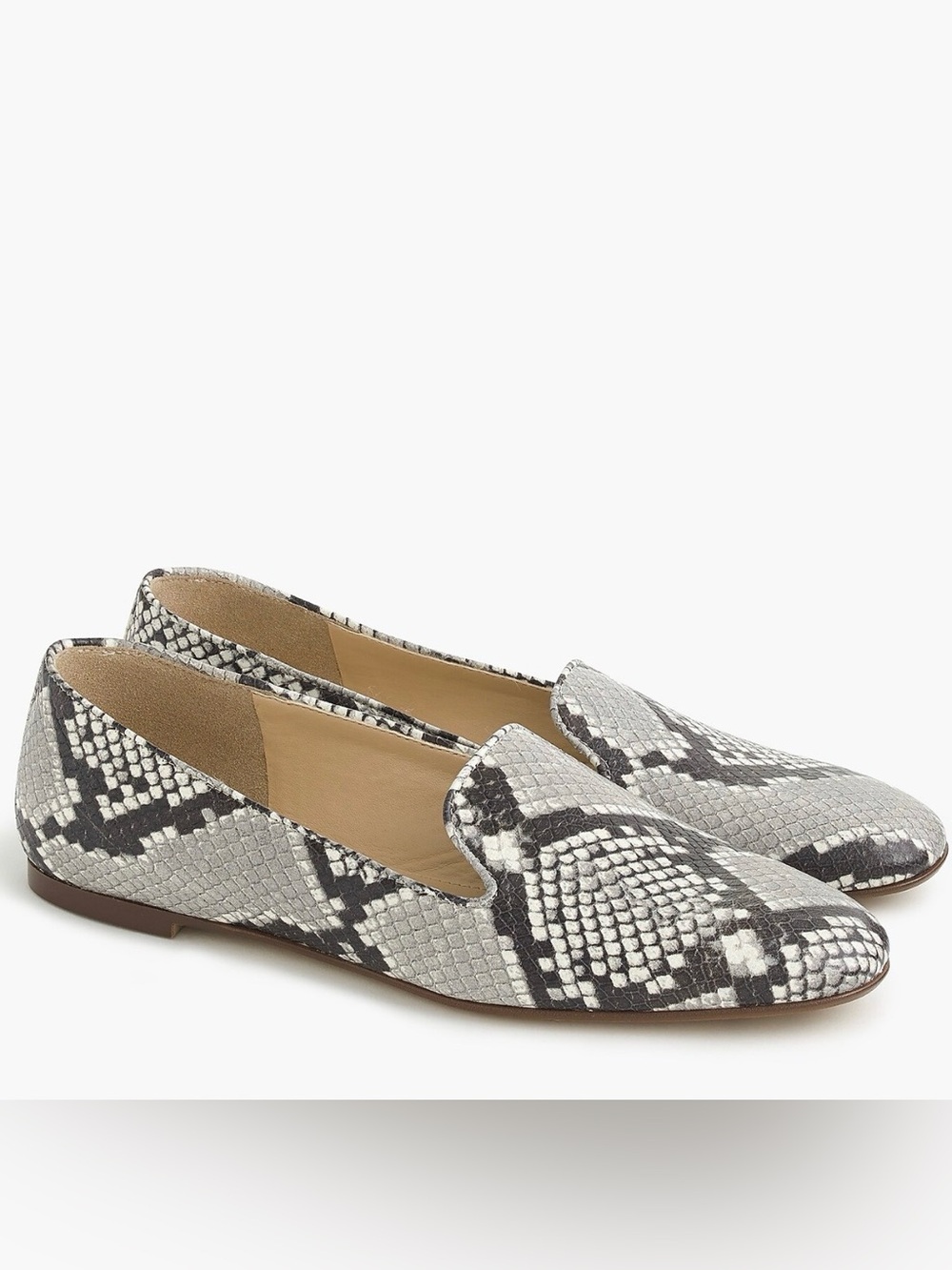 J. Crew Smoking Slippers in Snake, Loafers, Snakeskin, Size 8.5
